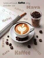 Ai generative International coffee day, October 1st, background design, banner photo