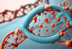 ai generativo molecular adn estructura 3d modelo antecedentes diseño, bandera con Copiar espacio texto foto