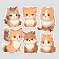 Ai generated Cute adorable animals sticker set photo