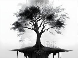 Abstract artistic background with tree of life in black and whiteAi photo