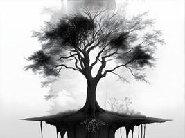 Ai generated Abstract artistic background with tree of life in black and whiteAi photo