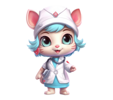 cartoon cat doctor with blue eyes and a stethoscope . png