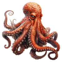 Octopus isolated on transparent background . AI Generated png