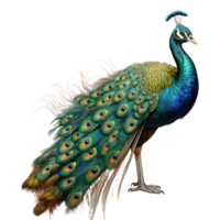 pavo real aislado en transparente antecedentes . ai generado png