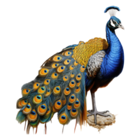 Peacock isolated on transparent background . AI Generated png