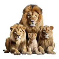 Lion famille isolé sur transparent Contexte . ai généré png