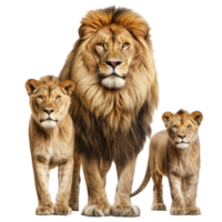 Lion famille isolé sur transparent Contexte . ai généré png