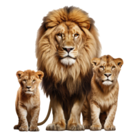 Lion famille isolé sur transparent Contexte . ai généré png