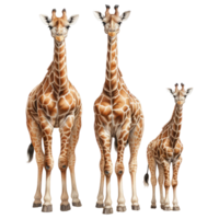 Giraffe family isolated on transparent background . AI Generated png