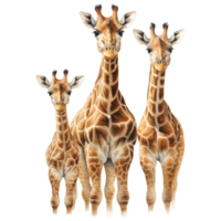 Giraffe family isolated on transparent background . AI Generated png