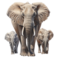 elephant family isolated on transparent background . AI Generated png