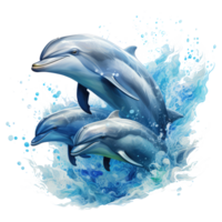 Dolphin family isolated on transparent background . AI Generated png