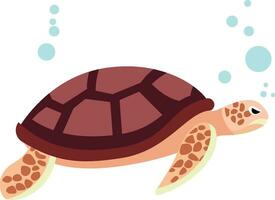 Tortoise diving underwater flat style stock vector illustration, chelonian, Cooter, leatherback, loggerhead, slowpoke, and snapper flat style stock vector image