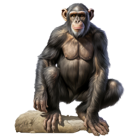 chimpancé aislado en transparente antecedentes . ai generado png