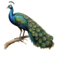 pavo real aislado en transparente antecedentes . ai generado png