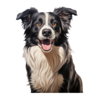 Border Collie dog isolated on transparent background . AI Generated png