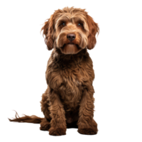 golden doodle dog isolated on transparent background . AI Generated png