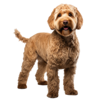 golden doodle dog isolated on transparent background . AI Generated png