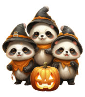 halloween cute panda isolated on transparent background . AI Generated png