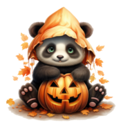 halloween cute panda isolated on transparent background . AI Generated png