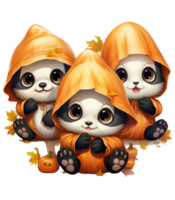 Halloween carino panda isolato su trasparente sfondo . ai generato png