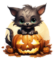 halloween cute baby werewolf isolated on transparent background . AI Generated png