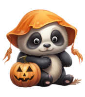 halloween cute panda isolated on transparent background . AI Generated png