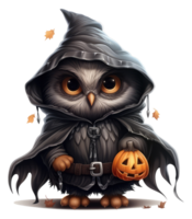 halloween cute owl isolated on transparent background . AI Generated png