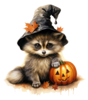 Cute cat in halloween costume isolated on transparent background . AI Generated png