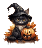 Cute cat in halloween costume isolated on transparent background . AI Generated png
