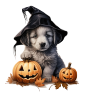 halloween cute puppy Kuvasz isolated on transparent background . AI Generated png