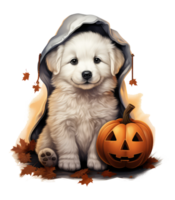 halloween cute puppy Kuvasz isolated on transparent background . AI Generated png