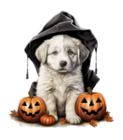 halloween cute puppy Kuvasz isolated on transparent background . AI Generated png