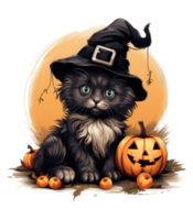 Cute cat in halloween costume isolated on transparent background . AI Generated png