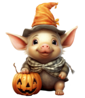 halloween cute pig isolated on transparent background . AI Generated png