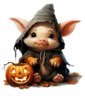 halloween cute pig isolated on transparent background . AI Generated png