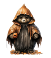 halloween cute brown bear isolated on transparent background . AI Generated png