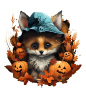 schattig vos in halloween kostuum geïsoleerd Aan transparant achtergrond . ai gegenereerd png