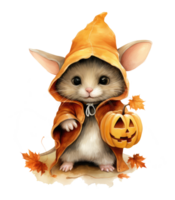 halloween cute mouse isolated on transparent background . AI Generated png