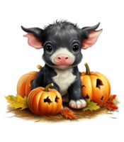 halloween cute cow . AI Generated png