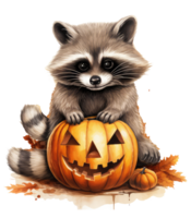 halloween cute raccoon . AI Generated png