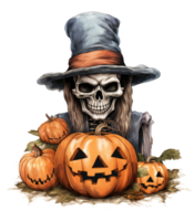 scheletro Halloween con pumkins . ai generato png