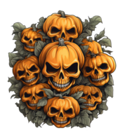 skeleton halloween with pumkins . AI Generated png