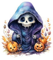 scheletro Halloween acquerello . ai generato png