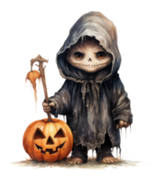 Halloween Kürbis mit ein Schädel . ai generiert png