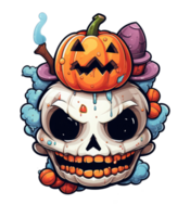 skelet halloween met pumkins . ai gegenereerd png