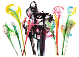 Abstract flowers .Hand watercolor painting and make graphic vector. png