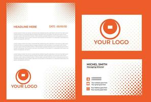 Letterhead and business card design white background design color orange vector