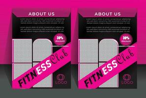 Fitness gym flyer design black background design color pink vector