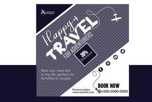 Travel banner design white background with image design color blue vector